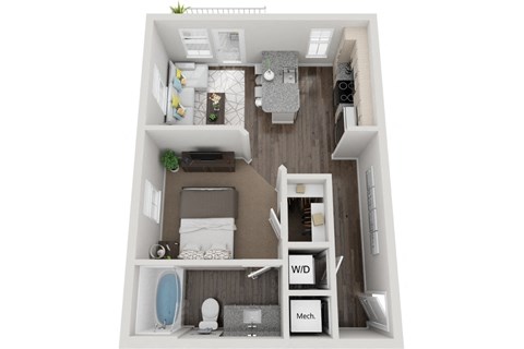 Studio S2 574sf floor plan The Six, Mt. Pleasant, SC